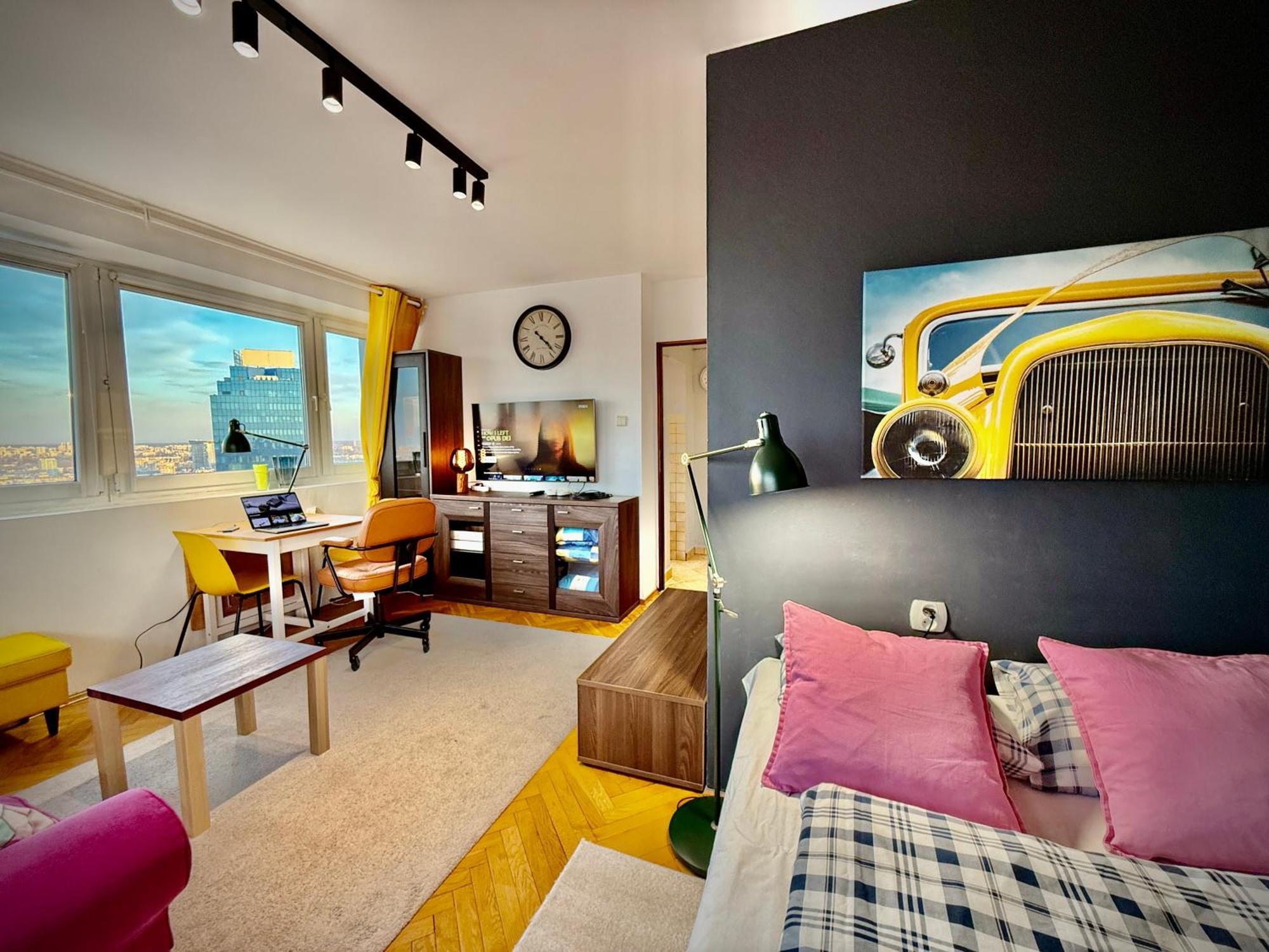 Super Apartment Yellow 2X Metro Fast Wifi 1 Gbs Netflix Panorama Miasta ワルシャワ エクステリア 写真