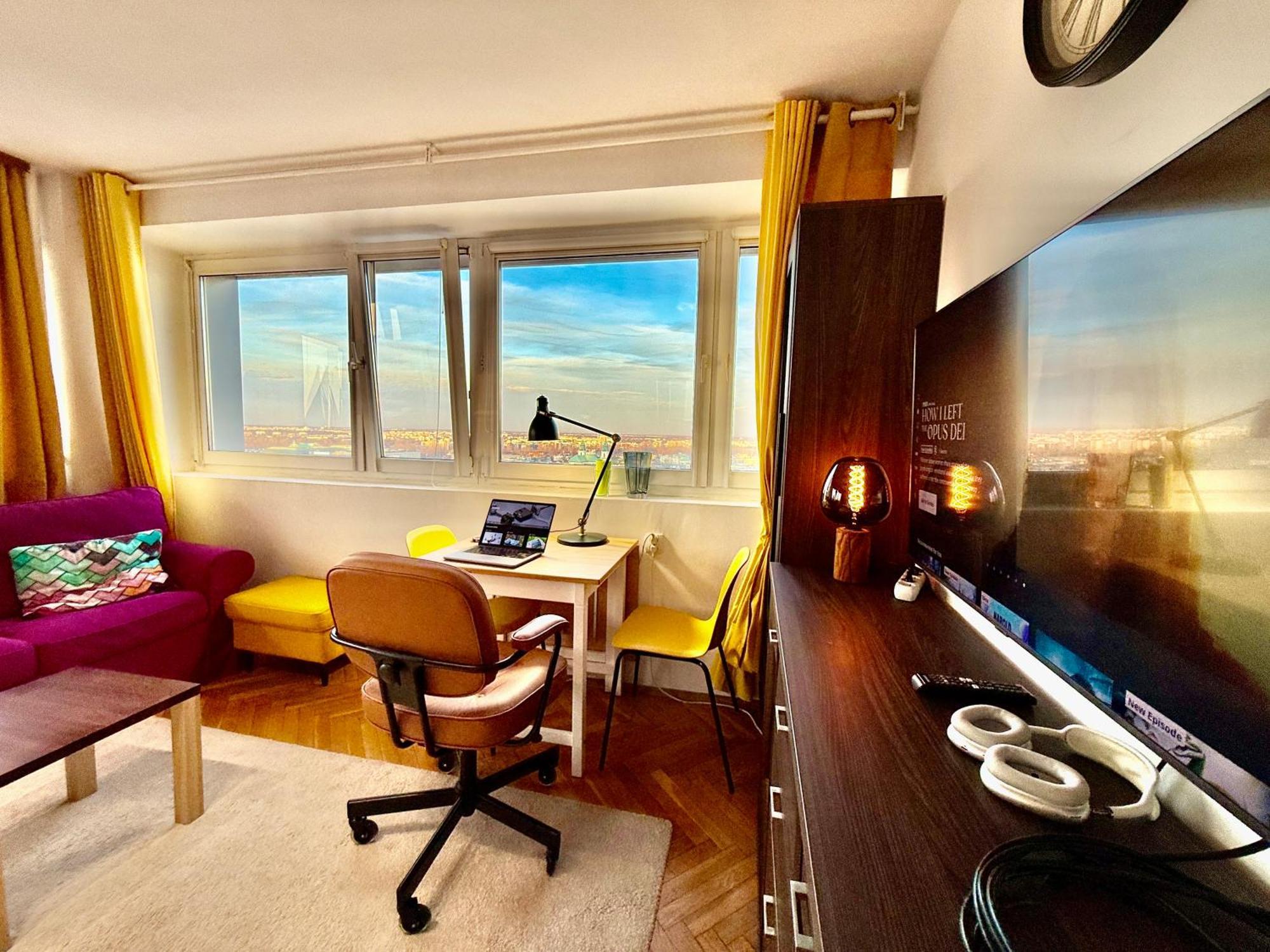 Super Apartment Yellow 2X Metro Fast Wifi 1 Gbs Netflix Panorama Miasta ワルシャワ エクステリア 写真