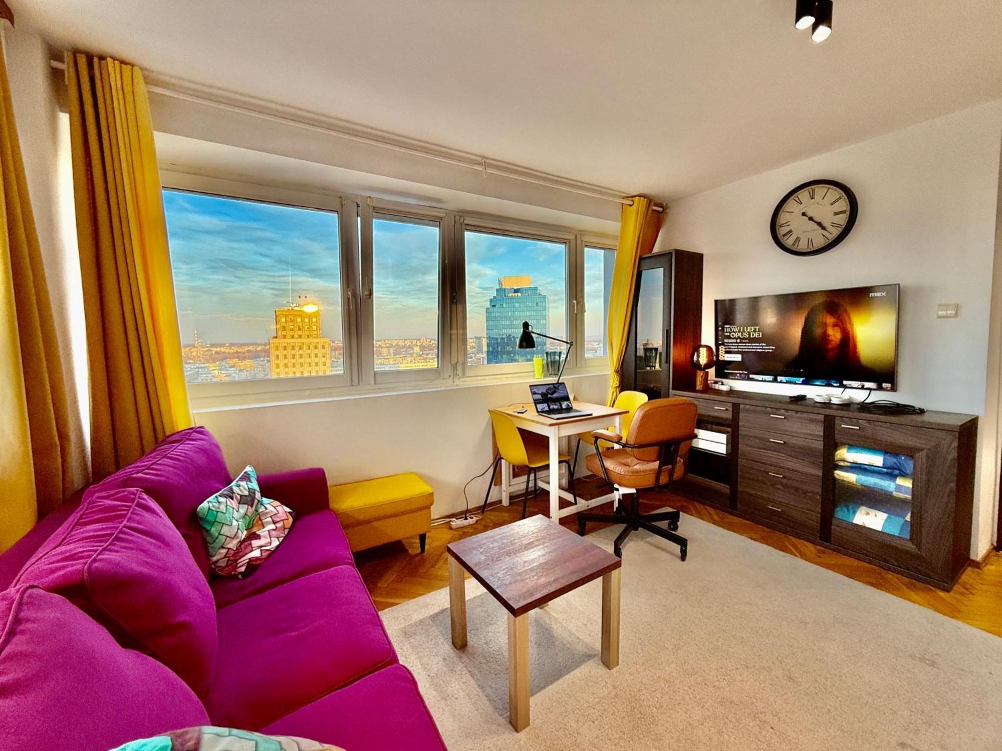 Super Apartment Yellow 2X Metro Fast Wifi 1 Gbs Netflix Panorama Miasta ワルシャワ エクステリア 写真
