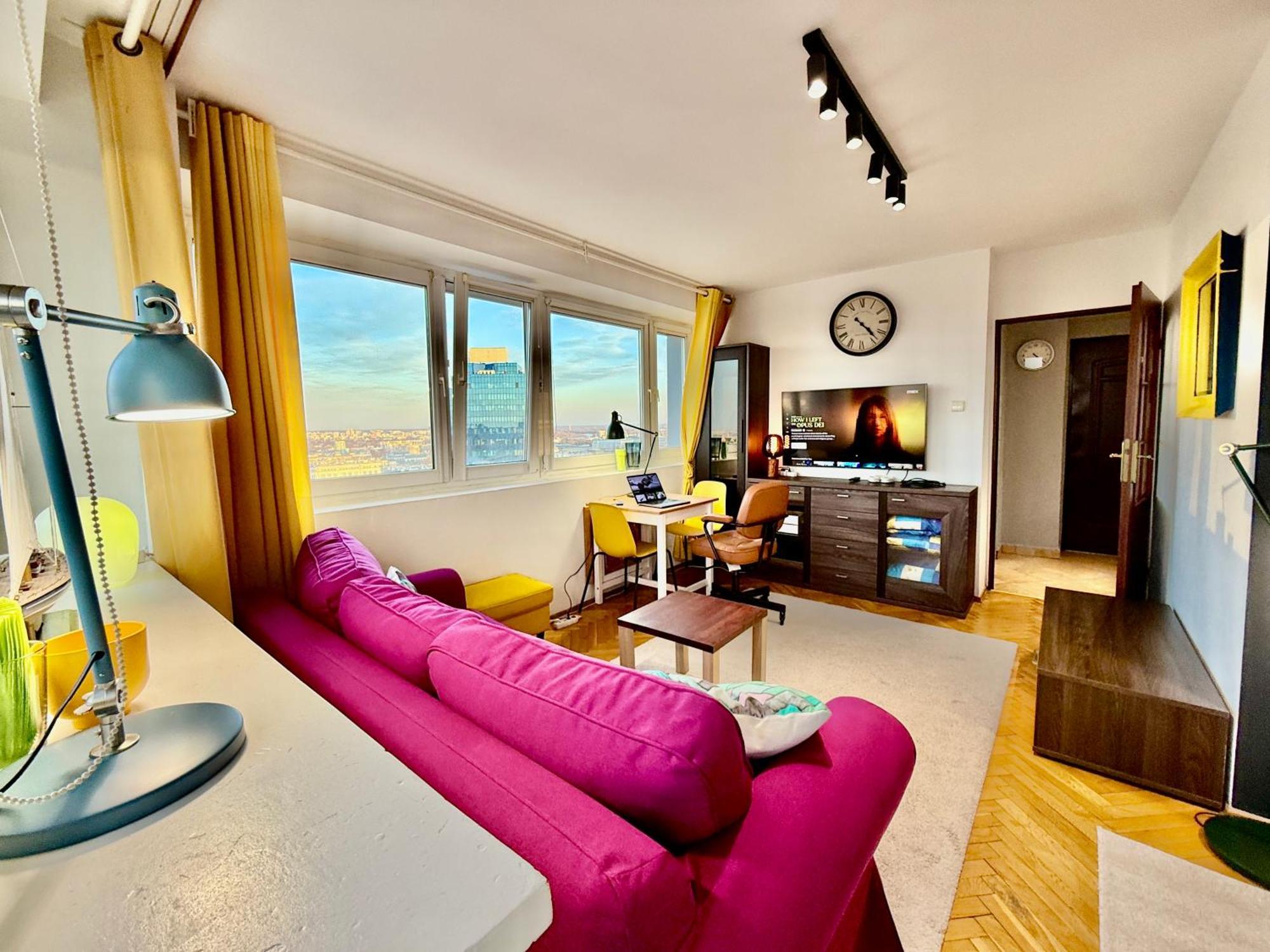 Super Apartment Yellow 2X Metro Fast Wifi 1 Gbs Netflix Panorama Miasta ワルシャワ エクステリア 写真