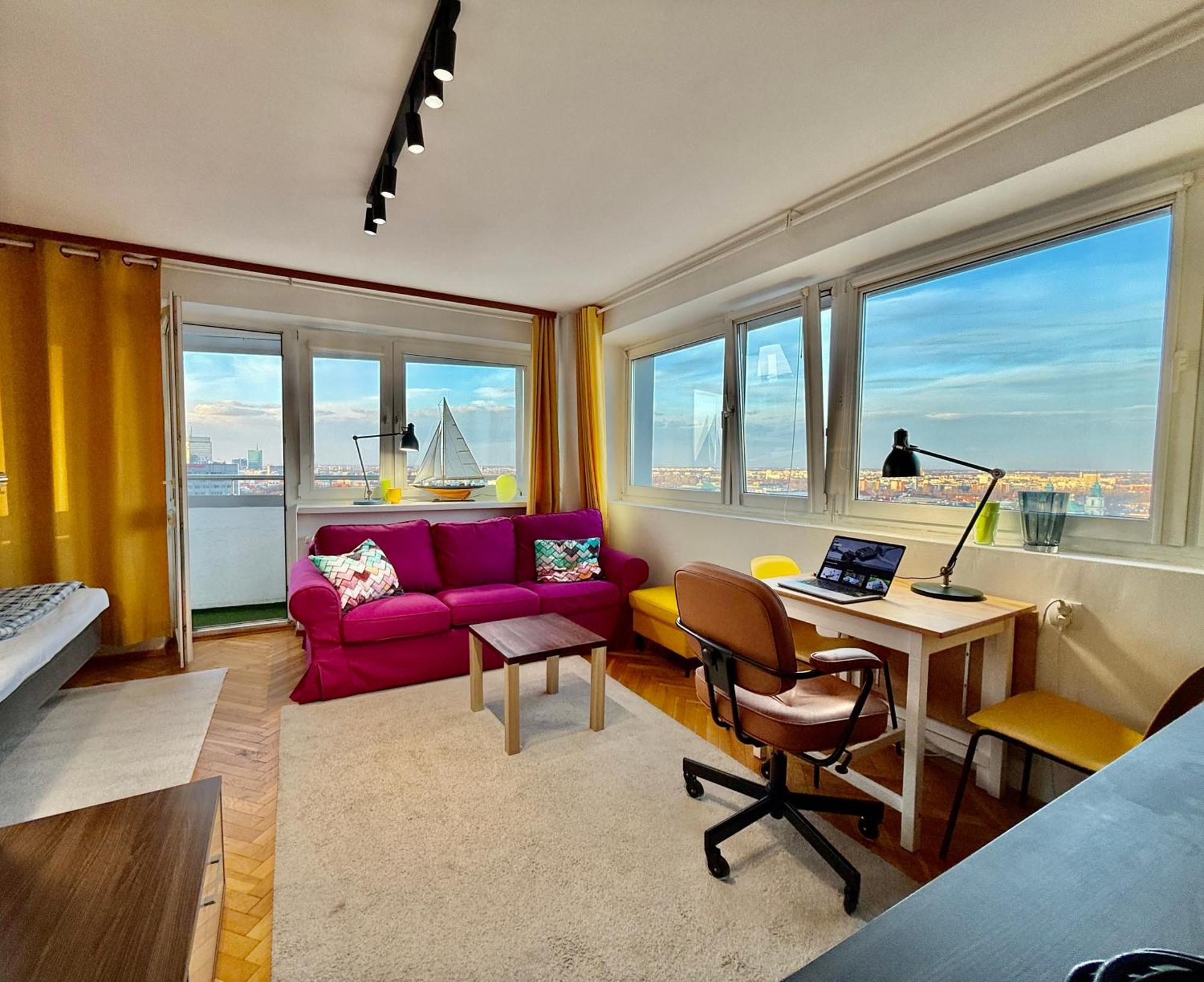 Super Apartment Yellow 2X Metro Fast Wifi 1 Gbs Netflix Panorama Miasta ワルシャワ エクステリア 写真