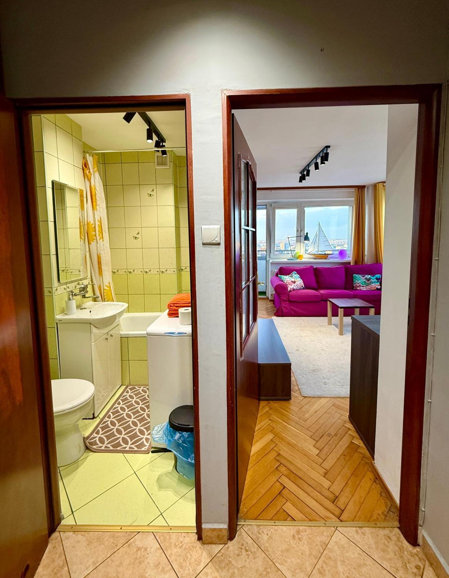 Super Apartment Yellow 2X Metro Fast Wifi 1 Gbs Netflix Panorama Miasta ワルシャワ エクステリア 写真